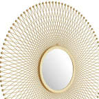 35" Gold Round Iron Framed Accent Mirror