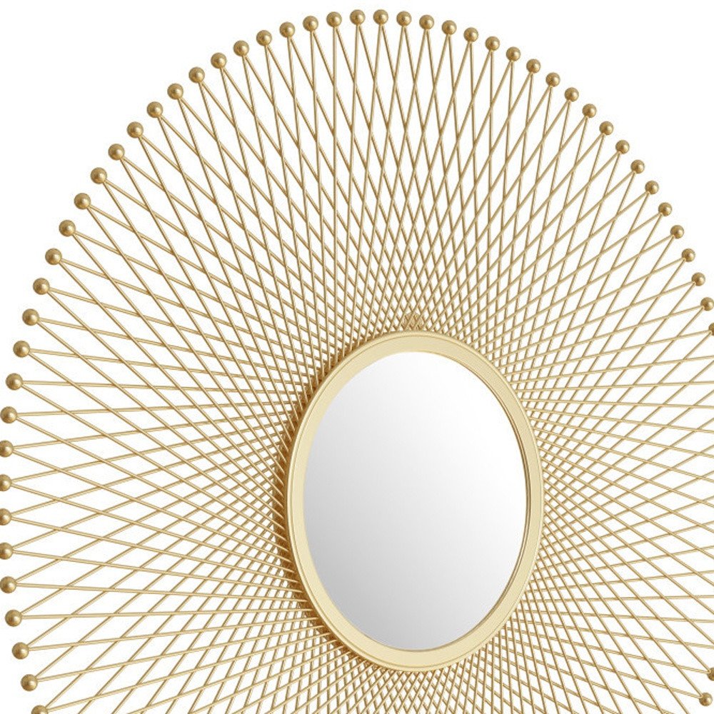 35" Gold Round Iron Framed Accent Mirror