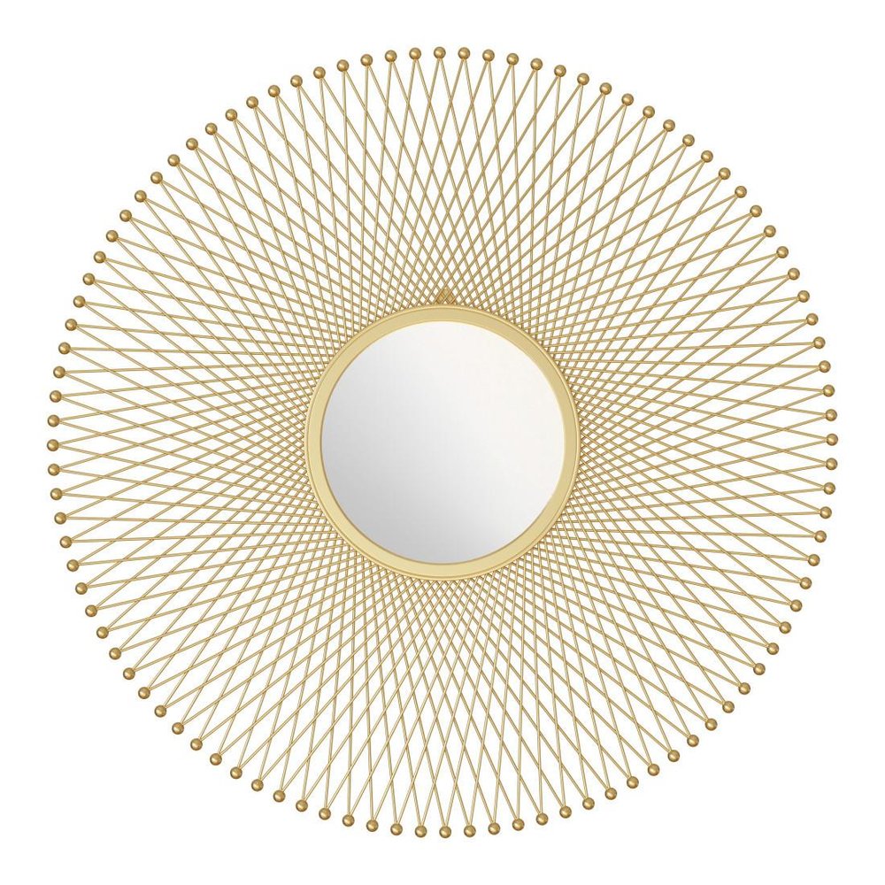35" Gold Round Iron Framed Accent Mirror