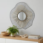22" Black Abstract Metal Framed Accent Mirror