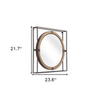 22" Gray Square Steel Framed Accent Mirror