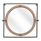 22" Gray Square Steel Framed Accent Mirror