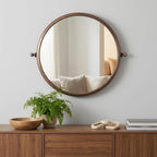 Industrial Gold Round Mirror