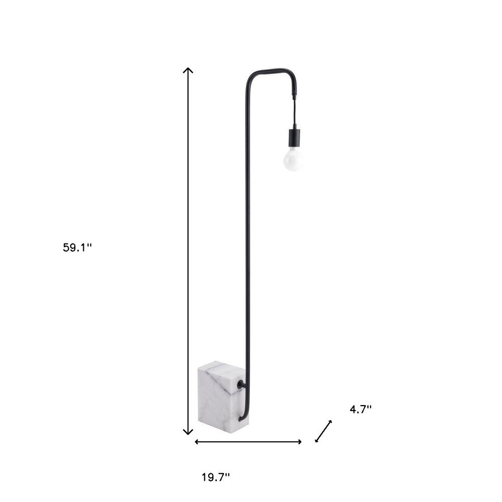 59" Black And White Steel LED Floor Lamp