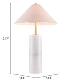 55" White Metal Bedside Table Lamp With Beige Empire Shade