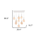 White Shaded Nine Light Metal Dimmable Ceiling Light