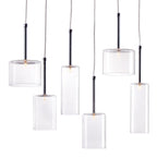 Silver Kitchen Island Six Light Metal LED Ceiling Light With Shades