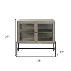 38" Gray Solid Wood Sideboard with Two Glass Doors