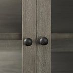 38" Gray Solid Wood Sideboard with Two Glass Doors