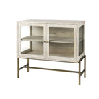 38" Gray Solid Wood Sideboard with Two Glass Doors