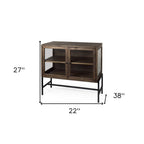 38" Gray Solid Wood Sideboard with Two Glass Doors