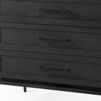 36" Black And White Solid Wood And Marble Three Drawer Dresser