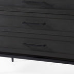 36" Black And White Solid Wood And Marble Three Drawer Dresser