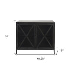 40" Black Iron Sideboard with Two Glass Doors