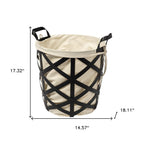 Set of Two Black And Cream Metal Basket