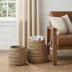Set of Two Brown Wicker Baskets