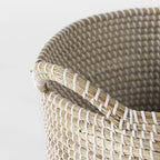 Set of Three Beige And White Wicker Desk Organizer