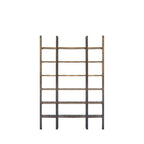 Brown Iron and Solid Wood Six Tier Bookcase