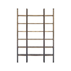 Brown Iron and Solid Wood Six Tier Bookcase