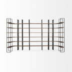 Brown Iron and Solid Wood Six Tier Bookcase