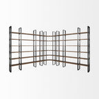 Brown Iron and Solid Wood Six Tier Bookcase
