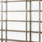 Brown Nickel and Solid Wood Six Tier Bookcase