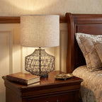 20" Black Lamp Base LED With Brown Shade