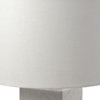 White Marble And Natural Wood Block Table Or Desk Lamp