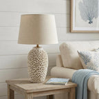 26" Beige Faux Coral Table Lamp With Empire Shade