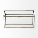 16" Clear And Gold Glass And Metal Terrarium House Organizing Box