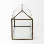 16" Clear And Gold Glass And Metal Terrarium House Organizing Box