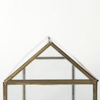 16" Clear And Gold Glass And Metal Terrarium House Organizing Box