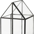 8" Clear And Black Glass And Metal Terrarium House Organizing Box