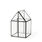 8" Clear And Black Glass And Metal Terrarium House Organizing Box