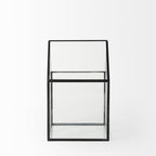 8" Clear And Black Glass And Metal Terrarium House Organizing Box