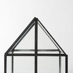 8" Clear And Black Glass And Metal Terrarium House Organizing Box