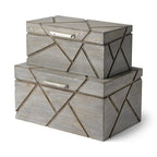 11" Gray Solid Wood Box With Lid