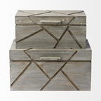11" Gray Solid Wood Box With Lid