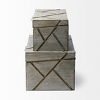 11" Gray Solid Wood Box With Lid