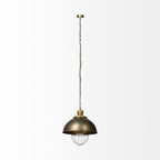 Rustic Gold Tone Metal Dome Hanging Light