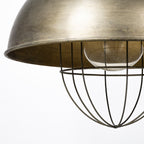 Rustic Gold Tone Metal Dome Hanging Light