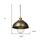 Rustic Gold Tone Metal Dome Hanging Light