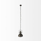 Antiqued Black Metal Hanging Industrial Caged Pendent Light