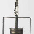 Antiqued Black Metal Hanging Industrial Caged Pendent Light