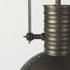 Antiqued Black Metal Hanging Industrial Caged Pendent Light