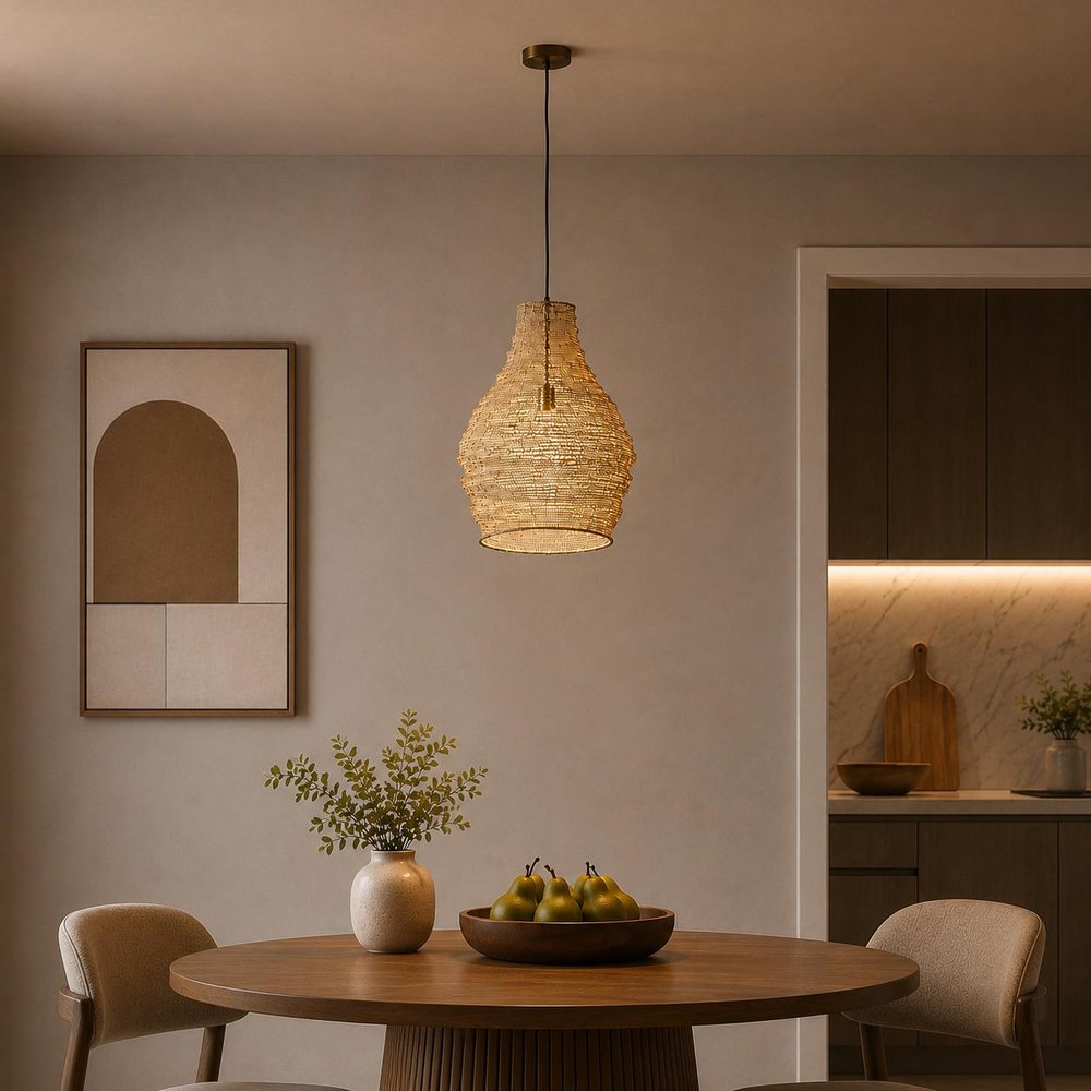 Gold Metal Wire Mesh Hanging Pendant Light