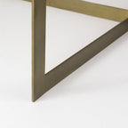 34" Beige Wood and Metal Square Coffee Table