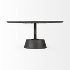 32" Dark Brown and Black Solid Wood and Iron Round Pedestal Coffee Table