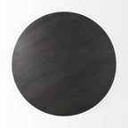 32" Dark Brown and Black Solid Wood and Iron Round Pedestal Coffee Table