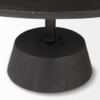 32" Dark Brown and Black Solid Wood and Iron Round Pedestal Coffee Table